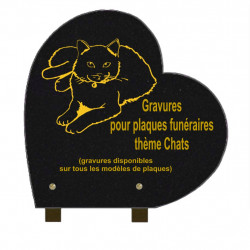 PLAQUE FUNÉRAIRE 30X30 COEUR GRANIT SUR PIEDS CHATS