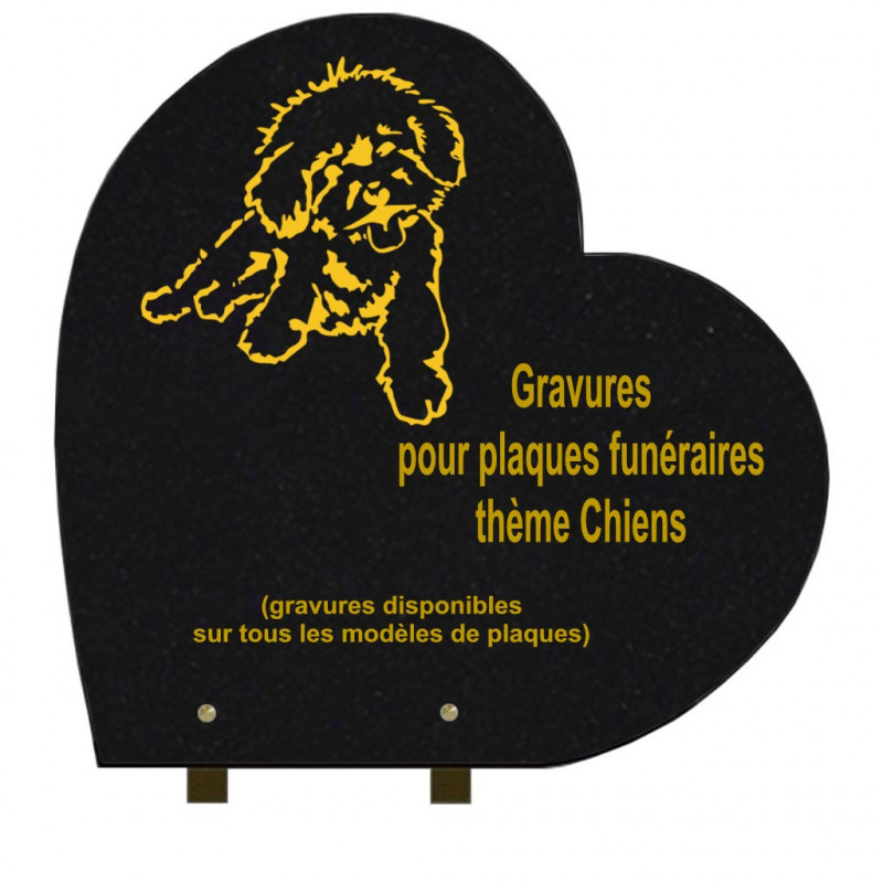 PLAQUE FUNÉRAIRE 30X30 COEUR GRANIT SUR PIEDS CHIENS