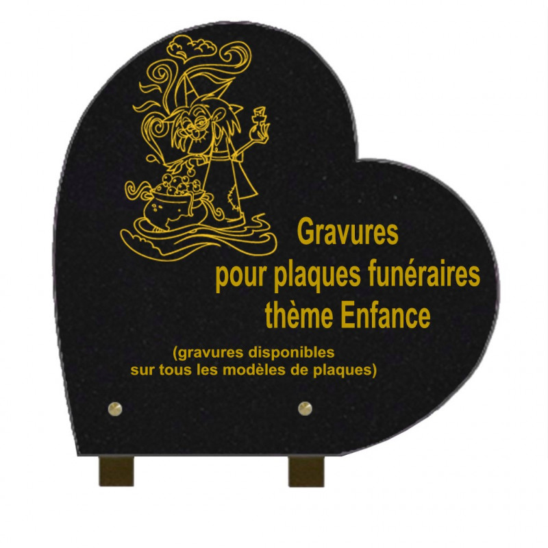 PLAQUE FUNÉRAIRE 30X30 COEUR GRANIT SUR PIEDS ENFANCE