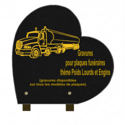 PLAQUE FUNÉRAIRE 30X30 COEUR GRANIT SUR PIEDS POIDS LOURDS ET ENGINS