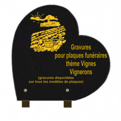 PLAQUE FUNÉRAIRE 30X30 COEUR GRANIT SUR PIEDS VIGNES VIGNERONS