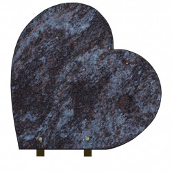 PLAQUE FUNÉRAIRE 40X40 COEUR GRANIT MASS BLUE SUR PIEDS