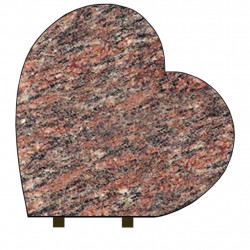 PLAQUE FUNÉRAIRE 40X40 COEUR GRANIT ROSE D'ALVA SUR PIEDS