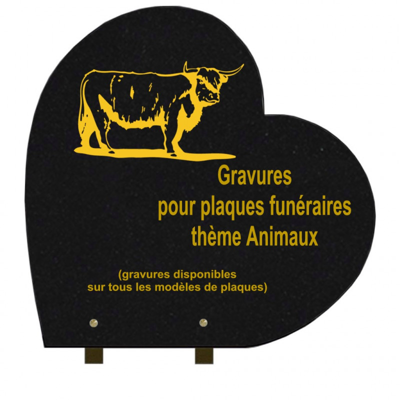 PLAQUE FUNÉRAIRE 40X40 COEUR GRANIT SUR PIEDS ANIMAUX