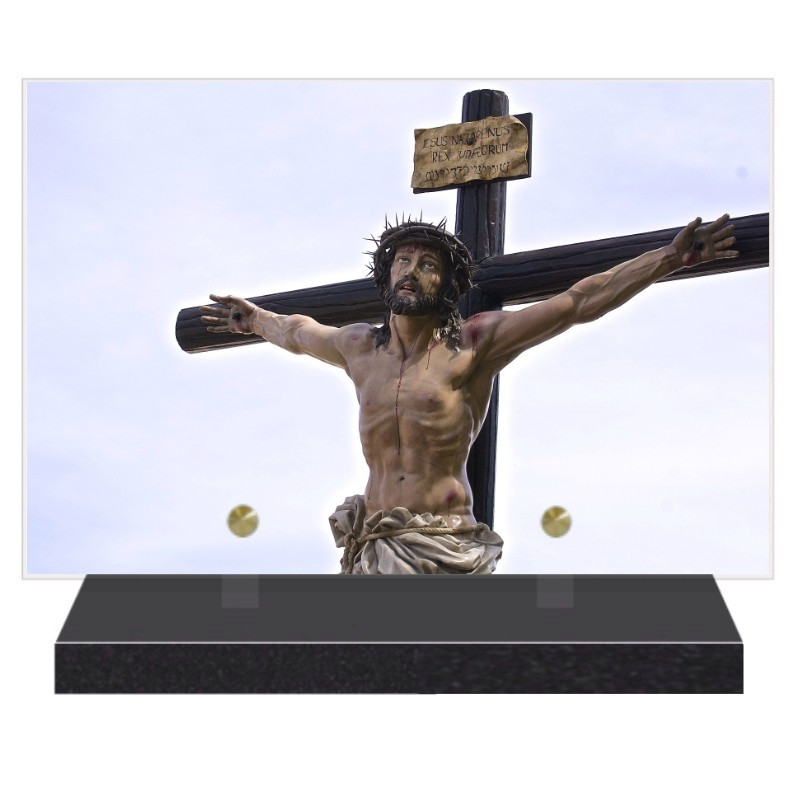 PLAQUE FUNÉRAIRE CHRIST EN CROIX RELIGION 20 cm X 30 cm FPF6425