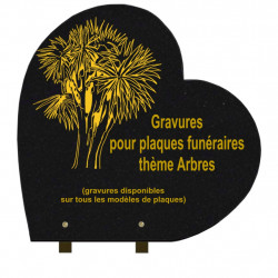 PLAQUE FUNÉRAIRE 40X40 COEUR GRANIT SUR PIEDS ARBRES