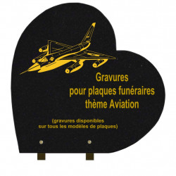 PLAQUE FUNÉRAIRE 40X40 COEUR GRANIT SUR PIEDS AVIONS