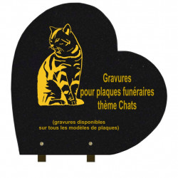 PLAQUE FUNÉRAIRE 40X40 COEUR GRANIT SUR PIEDS CHATS