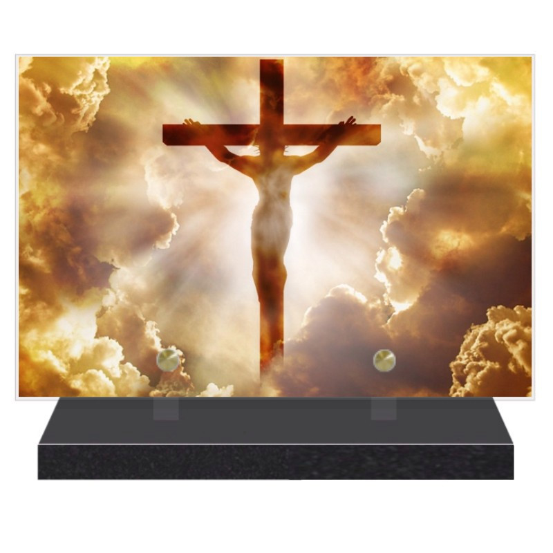 PLAQUE FUNÉRAIRE CROIX RELIGION CHRIST 20 cm X 30 cm FPF6427