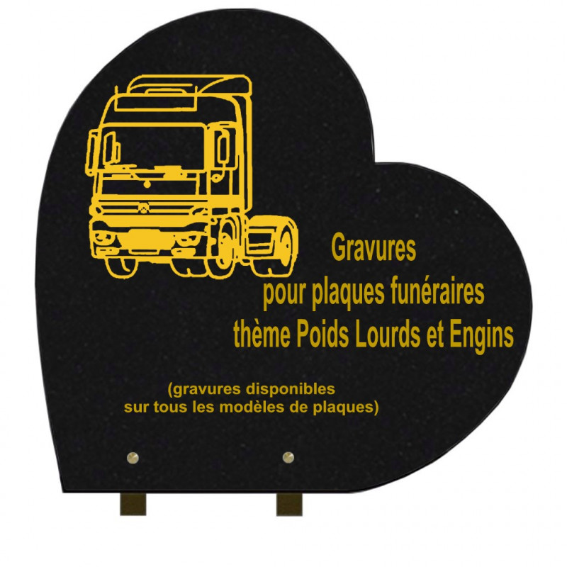 PLAQUE FUNÉRAIRE 40X40 COEUR GRANIT SUR PIEDS POIDS LOURDS ET ENGINS