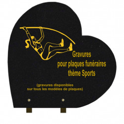 PLAQUE FUNÉRAIRE 40X40 COEUR GRANIT SUR PIEDS SPORTS