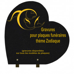 PLAQUE FUNÉRAIRE 40X40 COEUR GRANIT SUR PIEDS ZODIAQUE