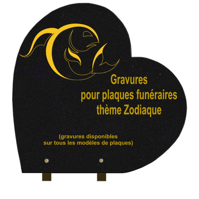 PLAQUE FUNÉRAIRE 40X40 COEUR GRANIT SUR PIEDS ZODIAQUE