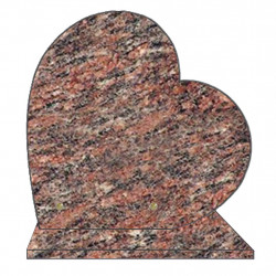 PLAQUE FUNÉRAIRE 30X30 COEUR GRANIT ROSE D'ALVA SUR SOCLE