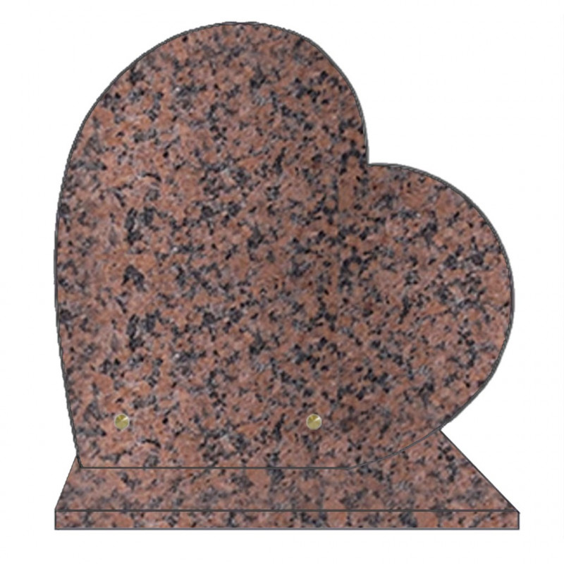 PLAQUE FUNÉRAIRE 30X30 COEUR GRANIT ROSE CLARTÉ SUR SOCLE