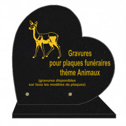 PLAQUE FUNÉRAIRE 30X30 COEUR SUR SOCLE GRAVURE ANIMAUX