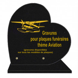 PLAQUE FUNÉRAIRE 30X30 COEUR SUR SOCLE GRAVURE AVIONS