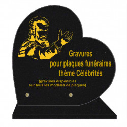 PLAQUE FUNÉRAIRE 30X30 COEUR SUR SOCLE GRAVURE CÉLÉBRITÉS