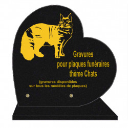 PLAQUE FUNÉRAIRE 30X30 COEUR SUR SOCLE GRAVURE CHATS