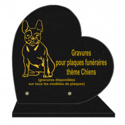 PLAQUE FUNÉRAIRE 30X30 COEUR SUR SOCLE GRAVURE CHIENS