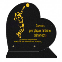 PLAQUE FUNÉRAIRE 30X30 COEUR SUR SOCLE GRAVURE SPORTS