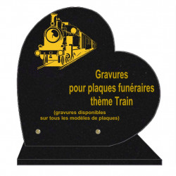 PLAQUE FUNÉRAIRE 30X30 COEUR SUR SOCLE GRAVURE TRAINS