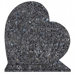 PLAQUE FUNÉRAIRE 40X40 COEUR GRANIT LABRADOR BLEU SUR SOCLE