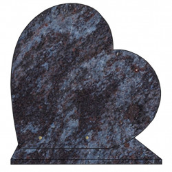 PLAQUE FUNÉRAIRE 40X40 COEUR GRANIT MASS BLUE SUR SOCLE