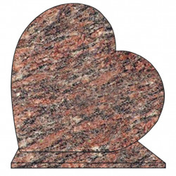 PLAQUE FUNÉRAIRE 40X40 COEUR GRANIT ROSE D'ALVA SUR SOCLE