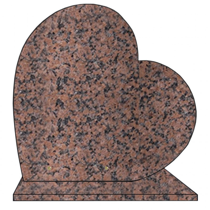 PLAQUE FUNÉRAIRE 40X40 COEUR GRANIT ROSE CLARTÉ SUR SOCLE