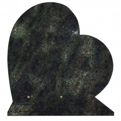 PLAQUE FUNÉRAIRE 40X40 COEUR GRANIT VERT TROPICAL SUR SOCLE