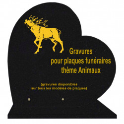 PLAQUE FUNÉRAIRE 40X40 COEUR GRANIT ANIMAUX SUR SOCLE