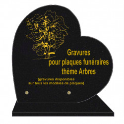 PLAQUE FUNÉRAIRE 30X30 COEUR SUR SOCLE GRAVURE ARBRES