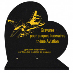 PLAQUE FUNÉRAIRE 40X40 COEUR GRANIT AVIATION AVIONS SUR SOCLE