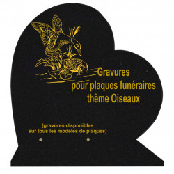 PLAQUE FUNÉRAIRE 40X40 COEUR GRANIT OISEAUX SUR SOCLE