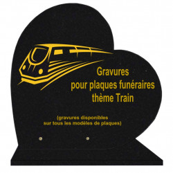 PLAQUE FUNÉRAIRE 40X40 COEUR GRANIT TRAINS SUR SOCLE