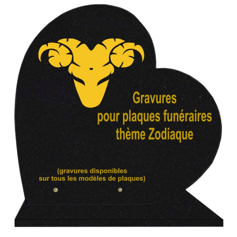 PLAQUE FUNÉRAIRE 40X40 COEUR GRANIT ZODIAQUE SUR SOCLE