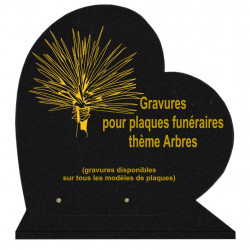 PLAQUE FUNÉRAIRE 40X40 COEUR GRANIT ARBRES SUR SOCLE