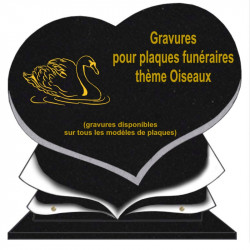 PLAQUE FUNÉRAIRE COEUR GRANIT OISEAUX SUR SOCLE