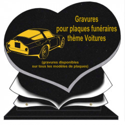 PLAQUE FUNÉRAIRE COEUR GRANIT VOITURE SUR SOCLE