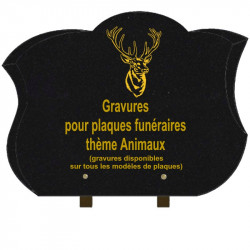 PLAQUE FUNÉRAIRE CHANFREINÉE GRANIT SUR PIEDS ANIMAUX