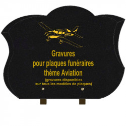 PLAQUE FUNÉRAIRE CHANFREINÉE GRANIT SUR PIEDS AVIATION