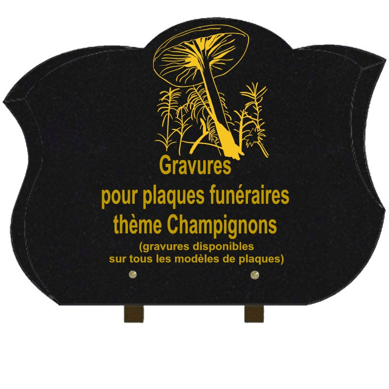 PLAQUE FUNÉRAIRE CHANFREINÉE GRANIT SUR PIEDS CHAMPIGNONS