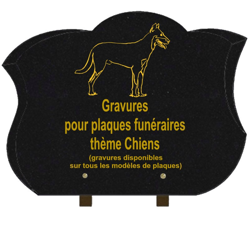 PLAQUE FUNÉRAIRE CHANFREINÉE GRANIT SUR PIEDS CHIENS