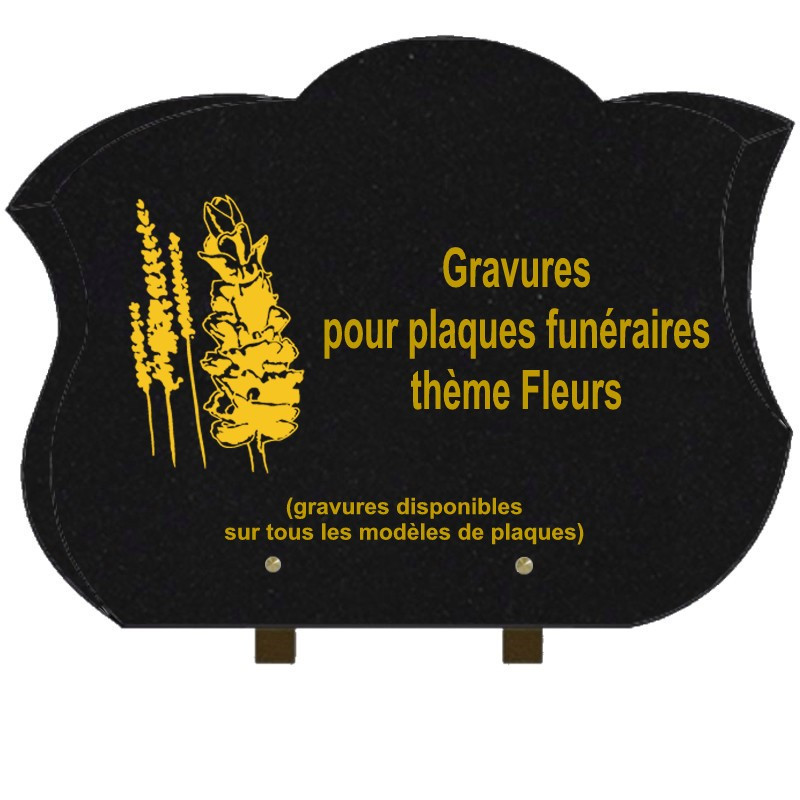 PLAQUE FUNÉRAIRE CHANFREINÉE GRANIT SUR PIEDS FLEURS