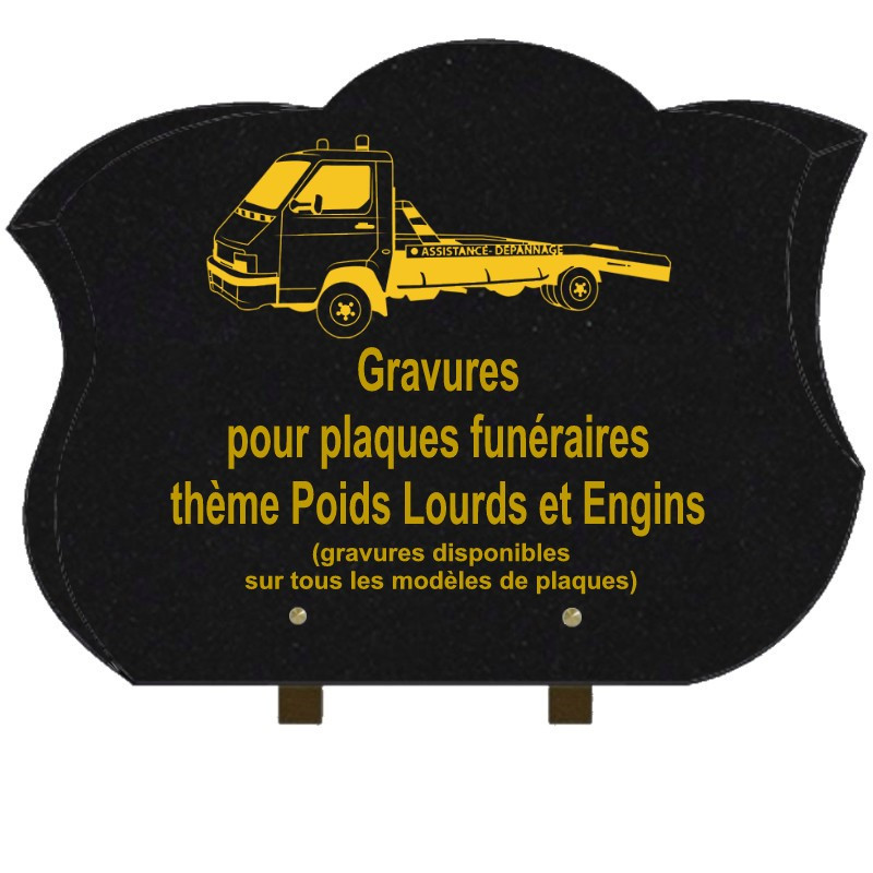 PLAQUE FUNÉRAIRE CHANFREINÉE GRANIT SUR PIEDS POIDS LOURDS ET ENGINS