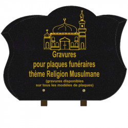 PLAQUE FUNÉRAIRE CHANFREINÉE GRANIT SUR PIEDS RELIGIONS