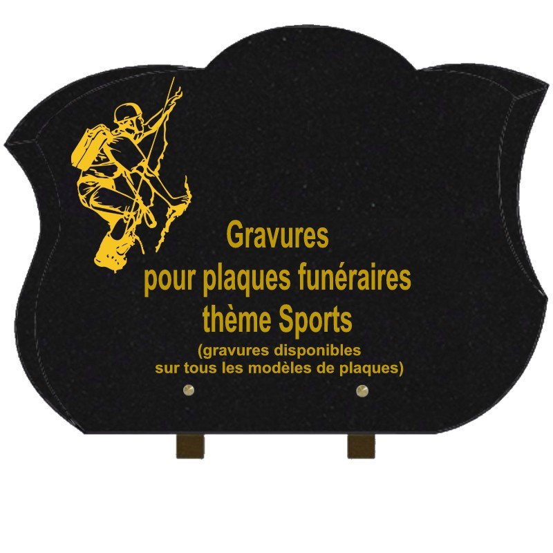 PLAQUE FUNÉRAIRE CHANFREINÉE GRANIT SUR PIEDS SPORTS