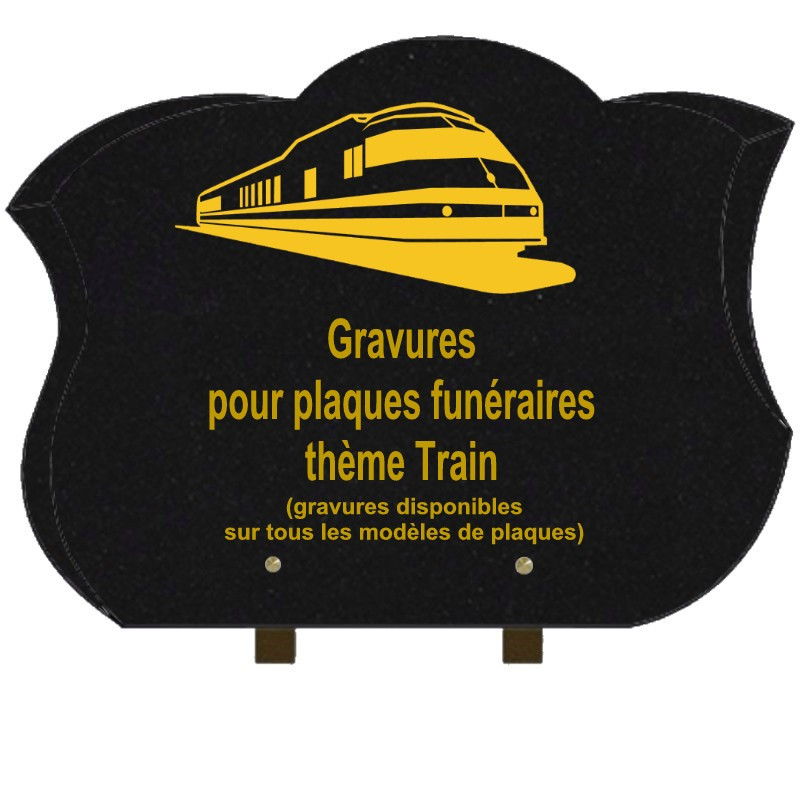 PLAQUE FUNÉRAIRE CHANFREINÉE GRANIT SUR PIEDS TRAINS