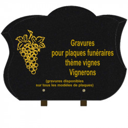 PLAQUE FUNÉRAIRE CHANFREINÉE GRANIT SUR PIEDS VIGNE VIGNERON